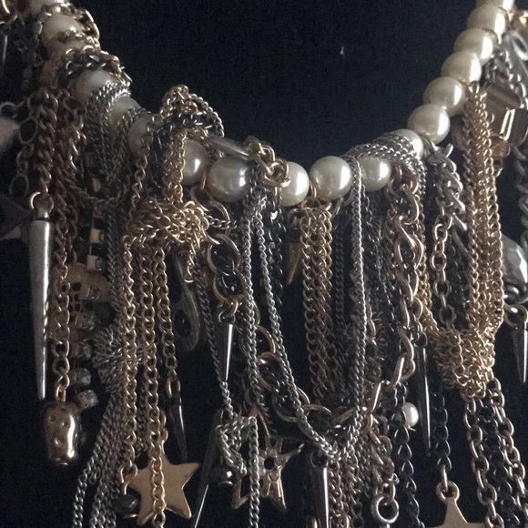 Chains/Charms Statement Necklace 20inches - Picture 2 of 5